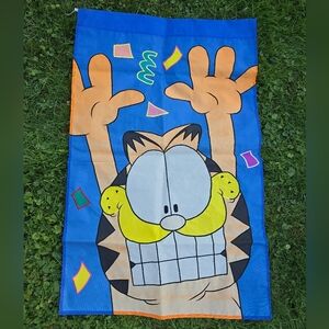 VTG Garfield Colorful Celebration Party Garden Flag Large Faded